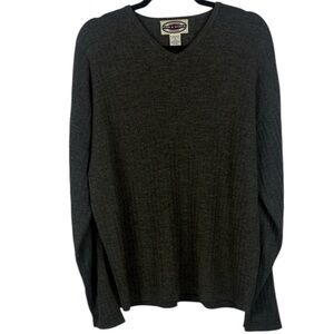 Pure & Simple Men's Merino Wool Blend Charcoal V-Neck Long Sleeve Med Sweater